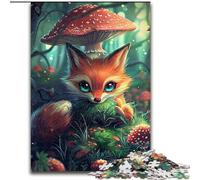 Puzzle da 1000 pezzi per adulti, puzzle colorati a forma di fungo volpe, realizzati in cartone, familiari e amici, sfida rompicapo 1000 pezzi(26x38cm)