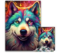 Puzzle da 1000 pezzi per adulti, puzzle colorati a forma di husky, gioco rompicapo per adolescenti, regalo perfetto per le feste, 26X38CM/10,23x14,96 pollici.