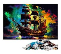Puzzle da 1000 pezzi per adulti, puzzle colorati a forma di nave pirata, gioco rompicapo per adolescenti, regalo perfetto per le vacanze, 26X38CM/10,23x14,96 pollici.