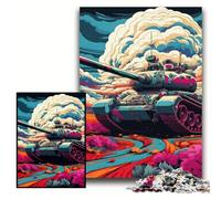 Puzzle da 1000 pezzi per adulti, puzzle colorati con carro armato, 50x75cm, perfetti per il divertimento in famiglia a Natale, Ringraziamento, compleanni e Pasqua.