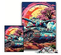 Puzzle da 1000 pezzi per adulti, puzzle colorati con carro armato, 50x75cm, perfetti per il divertimento in famiglia a Natale, Ringraziamento, compleanni e Pasqua.