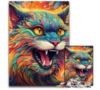 Puzzle da 1000 pezzi per adulti, puzzle colorati con gatti psichedelici, perfetti per Halloween, Natale, regalo di compleanno, 26X38CM/10,23x14,96 pollici.