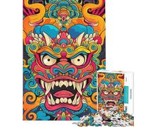 Puzzle da 1000 pezzi per adulti puzzle colorato con maschera Oni e demone giapponese giocattolo fai da te antistress divertente attività da fare a casa (dimensioni 50x75cm)