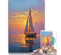 Puzzle da 1000 pezzi per adulti, puzzle con barca a vela dipinta a olio per adolescenti, attività divertenti per la casa, giocattoli per i giorni di pioggia, regali di compleanno (dimensioni 75x50cm)