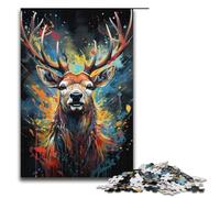 Puzzle da 1000 pezzi per adulti puzzle con cervi dipinti psichedelici colorati ideale come regalo per tutta la famiglia 1000 pezzi (38x26 cm)