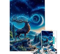 Puzzle da 1000 pezzi per adulti puzzle con cervo mistico sotto un cielo stellato puzzle per ragazzi giochi rilassanti decorazione per la casa attività divertenti da fare a casa (dimensioni 50x75cm)