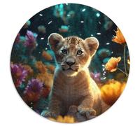 Puzzle da 1000 pezzi per adulti, puzzle con cucciolo di leone floreale magico, ideale per decorare casa e ufficio, regalo perfetto per il compleanno (67,5x67,5cm)