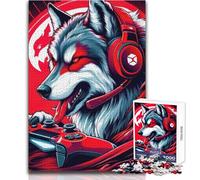 Puzzle da 1000 pezzi per adulti, puzzle con cuffie da gioco Wolf, sfide difficili, giochi educativi, ottimo regalo per i giochi (dimensioni 38x52cm)