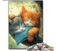 Puzzle da 1000 pezzi per adulti, puzzle con due gatti, perfetto per adolescenti, per rafforzare i legami familiari, rompicapo e regalo fai da te per la casa, 50x75cm