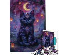 Puzzle da 1000 pezzi per adulti puzzle con gattino mistico in un giardino incantato puzzle per ragazzi giochi per famiglie un'opera d'arte divertimento a casa (dimensioni 38x52cm)