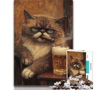 Puzzle da 1000 pezzi per adulti, puzzle con gatto che fuma per adolescenti, giochi divertenti, ogni pezzo è unico - gioco divertente e stimolante per tutta la famiglia, 26x38cm