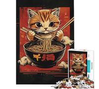 Puzzle da 1000 pezzi per adulti puzzle con gatto ramen Giappone puzzle da 1000 pezzi giocattolo educativo regalo di compleanno compleanno e altri regali (50x75cm)