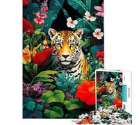 Puzzle da 1000 pezzi per adulti puzzle con giaguaro e paesaggio della giungla gioco rompicapo per adulti analisi e logica compleanno e Natale (dimensioni 50x75cm)