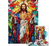 Puzzle da 1000 pezzi per adulti puzzle con immagini di Gesù in vetro colorato giocattolo antistress per adulti ideale per le vacanze a casa per ammazzare il tempo e stimolare la mente (38x52cm)