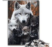 Puzzle da 1000 pezzi per adulti, puzzle con la famiglia dei lupi, attività di legame familiare, feste e compleanni, 50x75cm