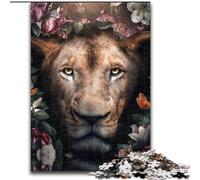 Puzzle da 1000 pezzi per adulti, puzzle con leone fiorito, dimensioni 26x38cm, gioco rompicapo, gioco interattivo per famiglie, adatto dai 14 anni in su.