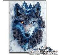 Puzzle da 1000 pezzi per adulti, puzzle con lupo ad acquerello per adulti, intrattenimento rilassante, regalo di Natale perfetto e decorazione per la casa (dimensioni 26x38cm)