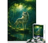 Puzzle da 1000 pezzi per adulti puzzle con lupo nella foresta incantata giocattoli antistress regali di Babbo Natale segreto gioco educativo adatto per la decorazione del desktop dimensioni 50x75cm