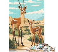 Puzzle da 1000 pezzi per adulti, puzzle con mamma gazzella e cerbiatto, puzzle in legno per adulti, per divertimento in famiglia e serate di gioco, 1000 pezzi (75x50 cm)