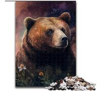 Puzzle da 1000 pezzi per adulti, puzzle con orso bruno, dimensioni 50x75cm, regalo perfetto per l'arredamento della casa e per il divertimento delle feste.