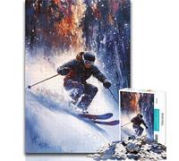Puzzle da 1000 pezzi per adulti, puzzle con sciatori per adolescenti, giochi divertenti, ogni pezzo è unico - gioco divertente per tutta la famiglia, 26x38cm