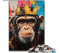 Puzzle da 1000 pezzi per adulti, puzzle con scimpanzé che indossa una corona, gioco rompicapo da 1000 pezzi per adolescenti, regalo perfetto per una serata di giochi in famiglia (dimensioni 26x38cm)