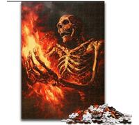 Puzzle da 1000 pezzi per adulti, puzzle con teschio e fiamme, 50x75cm, gioco per adulti, regalo per famiglie, gioco interattivo, sfida per il cervello