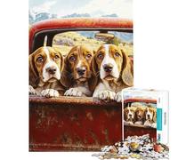 Puzzle da 1000 pezzi per adulti puzzle con tre cani sul cassone di un camion puzzle da 1000 pezzi giocattolo decorativo per la casa regalo per donne regali per amici e familiari (38x52cm)
