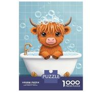 Puzzle Da 1000 Pezzi Per Adulti Puzzle Cute Highland Cow in Bathtub Puzzle Per Adolescenti Giochi Rilassanti Antistress Sfida Da Completare 70x50cm/1000pcs