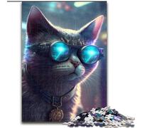 Puzzle da 1000 pezzi per adulti, puzzle Cyberpunk Cat per adulti, dimensioni 26x38cm, regalo perfetto per l'arredamento della casa e per il divertimento delle feste.