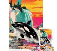 Puzzle da 1000 pezzi per adulti puzzle da regalo orca balena collage giocattolo educativo regali di Babbo Natale segreto gioco per famiglie interessante riduzione dello stress dimensioni 38x26cm