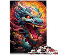 Puzzle da 1000 pezzi per adulti puzzle decorazione per la casa, drago misterioso con poster assortito e foglia, domande adatte per adolescenti dai 14 anni e oltre 26 x 38 cm