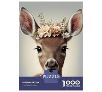 Puzzle Da 1000 Pezzi Per Adulti Puzzle Deer Floral Animal Face Puzzle Per Adolescenti Giochi Rilassanti Antistress Sfida Da Completare 52x38cm/1000pcs
