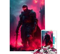 Puzzle da 1000 pezzi per adulti puzzle del Cavaliere Oscuro con occhi luminosi gioco educativo sfida gioco pratico antistress regalo divertente (dimensioni 38x52cm)