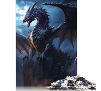 Puzzle da 1000 pezzi per adulti, puzzle del drago anziano nero per adulti e puzzle in legno, decorazioni per la casa, regali per le vacanze, 1000 pezzi (75x50 cm)