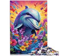 Puzzle da 1000 pezzi per adulti Puzzle del fumetto dei delfini colorati 26x38cm Regali per amici e famiglia per adolescenti da 14 anni e oltre
