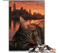 Puzzle da 1000 pezzi per adulti, Puzzle del gatto addormentato per adulti, familiari e amici, sfida rompicapo (dimensioni 26x38cm)
