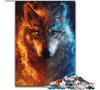 Puzzle da 1000 pezzi per adulti, puzzle del lupo di ghiaccio e di fuoco per adulti, 1000 pezzi, un regalo perfetto per il divertimento in famiglia (dimensioni 26x38cm)