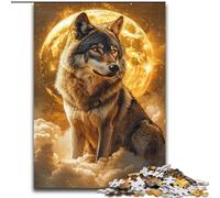 Puzzle da 1000 pezzi per adulti, puzzle del lupo dorato per adulti, familiari e amici, sfida rompicapo (dimensioni 50x75cm)