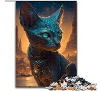 Puzzle da 1000 pezzi per adulti, puzzle del mito del gatto Sphynx in legno, idea regalo di compleanno, gioco rompicapo impegnativo, 1000 pezzi(50x75cm)