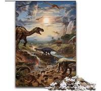Puzzle da 1000 pezzi per adulti, Puzzle del mondo dei dinosauri in legno, adatto per compleanni, Halloween, Ringraziamento, Pasqua, 1000 pezzi(50x75cm)