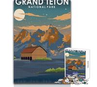 Puzzle da 1000 pezzi per adulti, puzzle del Parco Nazionale Grand Teton, gioco pratico, sfida difficile, regali di Babbo Natale segreto, dimensioni 38x52cm