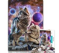 Puzzle da 1000 pezzi per adulti, puzzle della famiglia dei lupi spirituali, giochi educativi, decorazione per la casa, adatto per la decorazione del desktop (dimensioni 75x50cm)