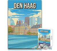 Puzzle da 1000 pezzi per adulti, puzzle Den Haag, The Hague Cityscape Skyline, gioco impossibile, regali per donne, giocattoli antistress, dimensioni 50x75cm