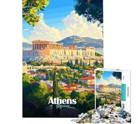 Puzzle da 1000 pezzi per adulti puzzle di Atene Grecia poster di viaggio puzzle per ragazzi giocattoli antistress attività divertenti per alleviare lo stress a casa (dimensioni 38x52cm)