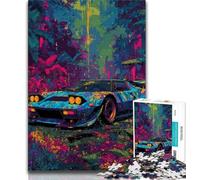 Puzzle da 1000 pezzi per adulti, puzzle di auto sportive nella foresta per adolescenti, attività divertenti per la casa, giocattoli per i giorni di pioggia, regali di compleanno (dimensioni 38x26cm)
