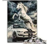 Puzzle da 1000 pezzi per adulti, puzzle di cavalli e auto sportive in legno, rompicapo stimolante per adolescenti, perfetto come decorazione per la casa o come regalo, dimensioni 50X75cm