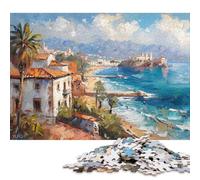 Puzzle da 1000 pezzi per adulti, puzzle di città costiera sulla spiaggia del Mediterraneo per adulti e puzzle di carta, decorazioni per la casa, regali di Natale, 38x26 cm/1000 pezzi