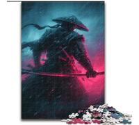 Puzzle da 1000 pezzi per adulti, puzzle di guerra con guerriero samurai al neon, rompicapo stimolante, attività per la famiglia, arredamento per la casa, regalo per le feste dimensioni 26x38cm