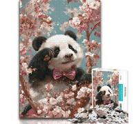 Puzzle da 1000 pezzi per adulti puzzle di panda con fiori di ciliegio per adolescenti giocattoli avvincenti per la decorazione della casa sfida di intelligenza cerebrale 75x50cm